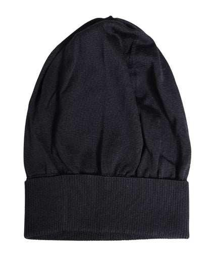 Dolce & Gabbana Black Solid Wool Knitted Winter Beanie Cap Hat