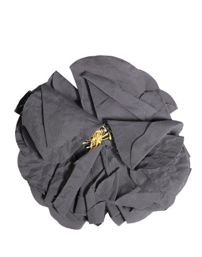 Broche de barra de tela de popelina mezcla de seda gris con motivo floral de Dolce & Gabbana