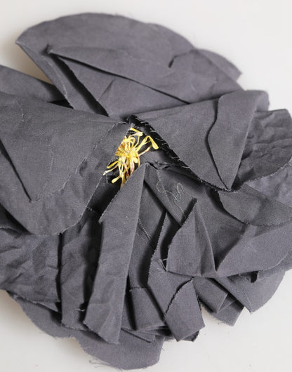 Broche de barra de tela de popelina mezcla de seda gris con motivo floral de Dolce & Gabbana