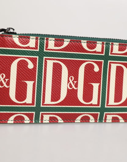 Tarjetero cartera con monograma y logo de Dolce & Gabbana en piel de becerro verde