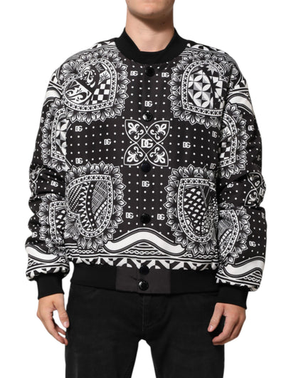 Chaqueta bomber Dolce & Gabbana para hombre, con estampado de pañuelo en blanco y negro