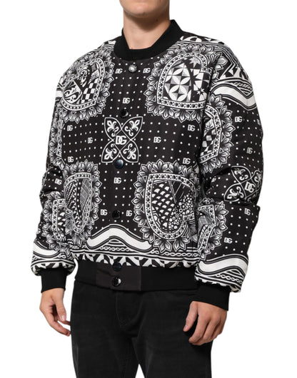 Chaqueta bomber Dolce & Gabbana para hombre, con estampado de pañuelo en blanco y negro