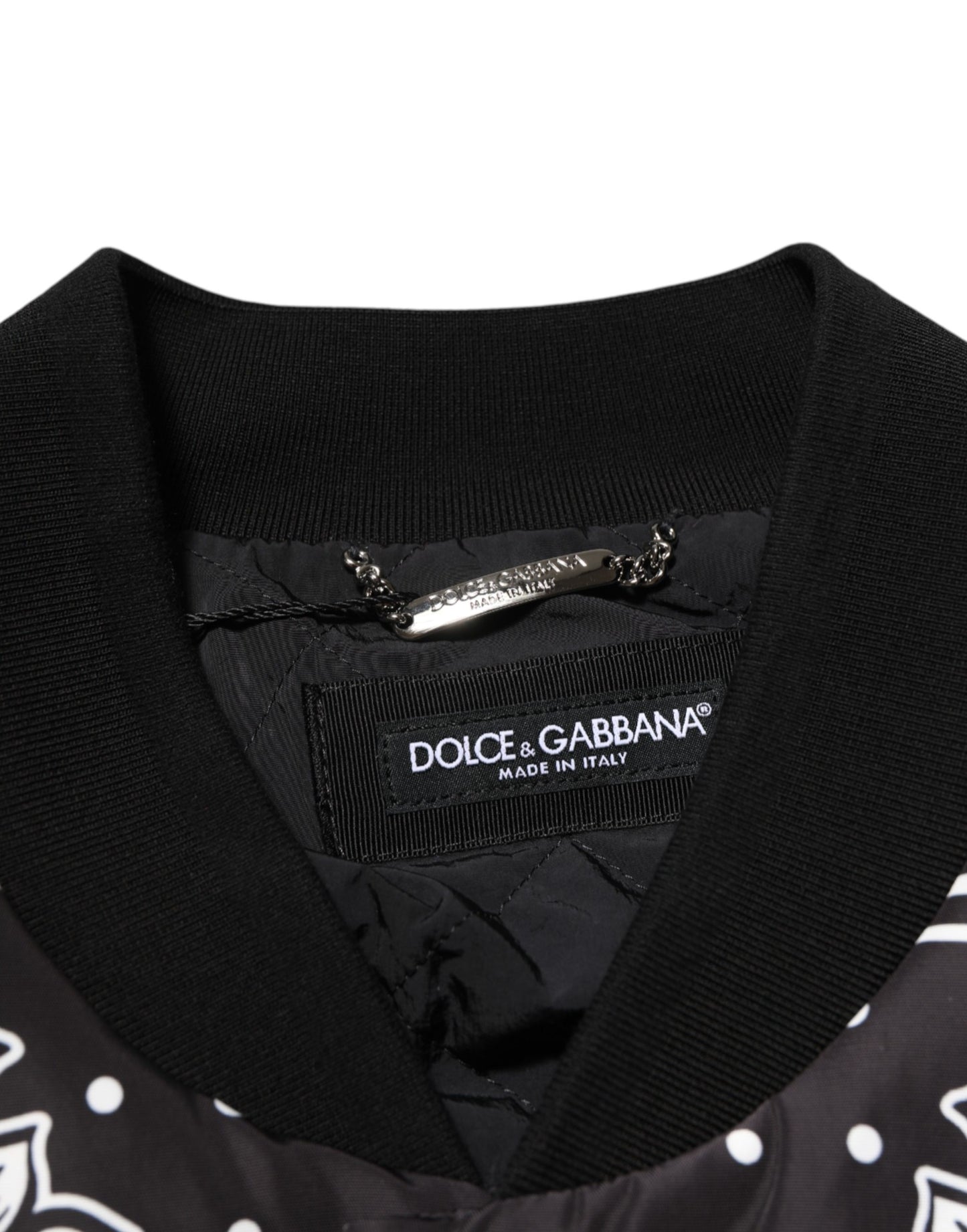 Chaqueta bomber Dolce & Gabbana para hombre, con estampado de pañuelo en blanco y negro