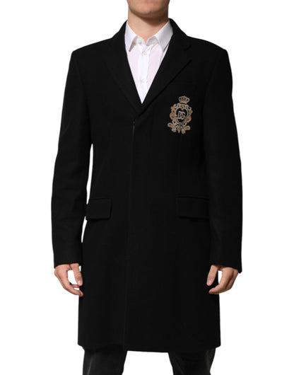 Veste blazer Dolce & Gabbana noire à un bouton avec écusson héraldique