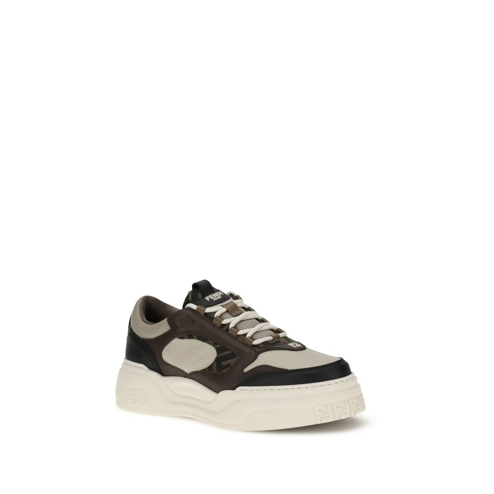 Fendi Black Calf Leather Bos Taurus Chunky Sneakers