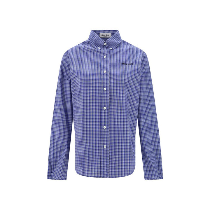 Miu Miu Blue Cotton Pattern Shirt