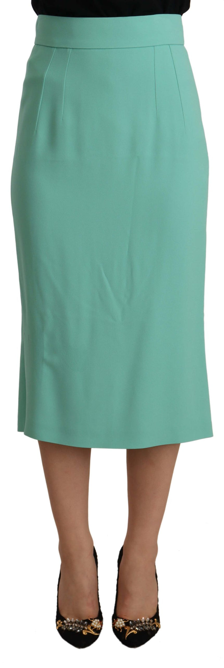 Falda midi Dolce & Gabbana de viscosa verde menta con corte lápiz