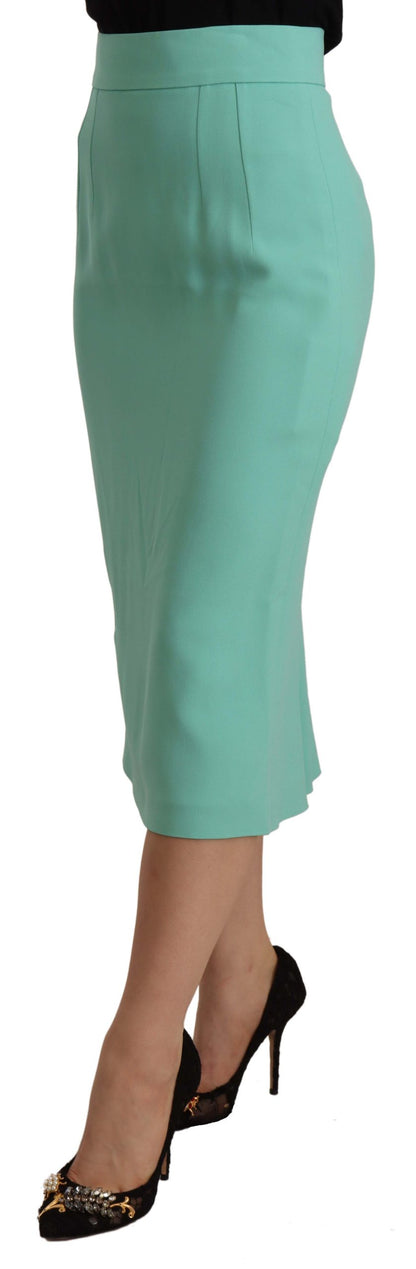 Falda midi Dolce & Gabbana de viscosa verde menta con corte lápiz