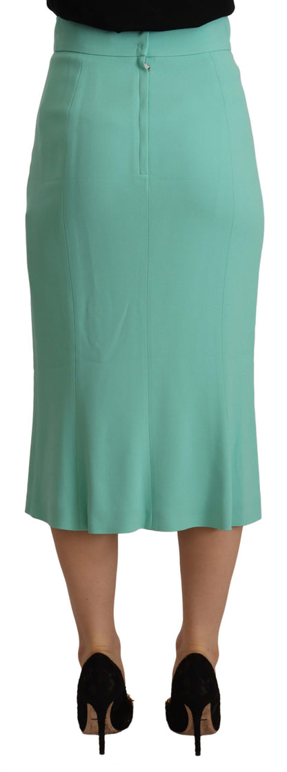 Falda midi Dolce & Gabbana de viscosa verde menta con corte lápiz