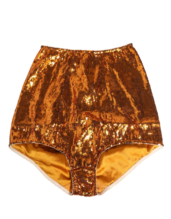 Faja de nailon de lentejuelas naranjas de talle alto de Dolce & Gabbana