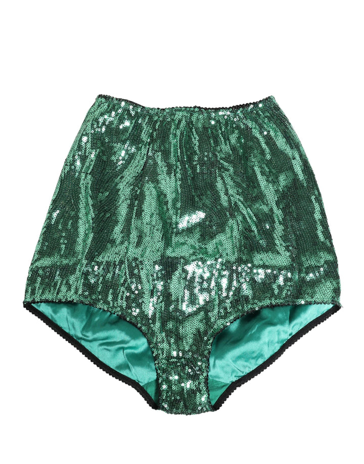 Ropa interior faja de nailon verde con lentejuelas de talle alto de Dolce & Gabbana