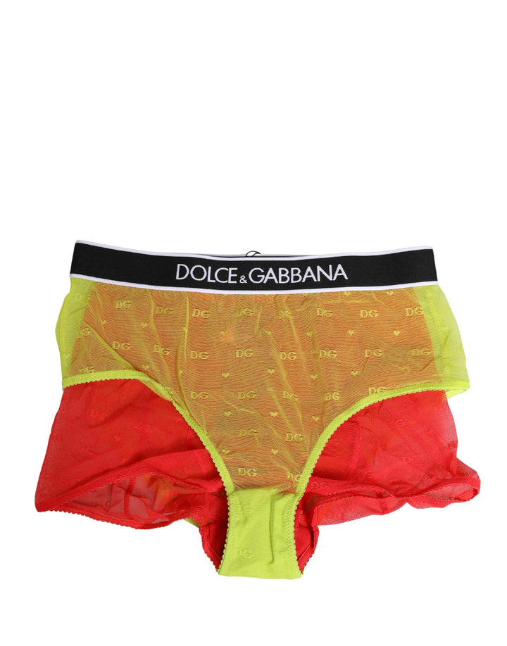 Faja braga de tul rojo y amarillo a media cintura de Dolce & Gabbana