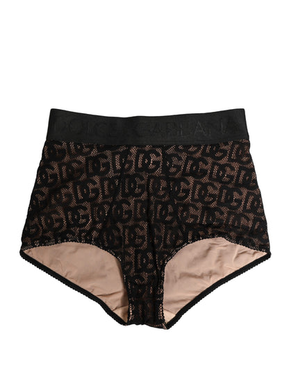 Dolce & Gabbana Black Cotton DG Logo High Waist Girdle Underwear