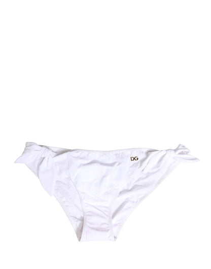 Bas de bikini Dolce & Gabbana en nylon blanc avec plaque logo DG