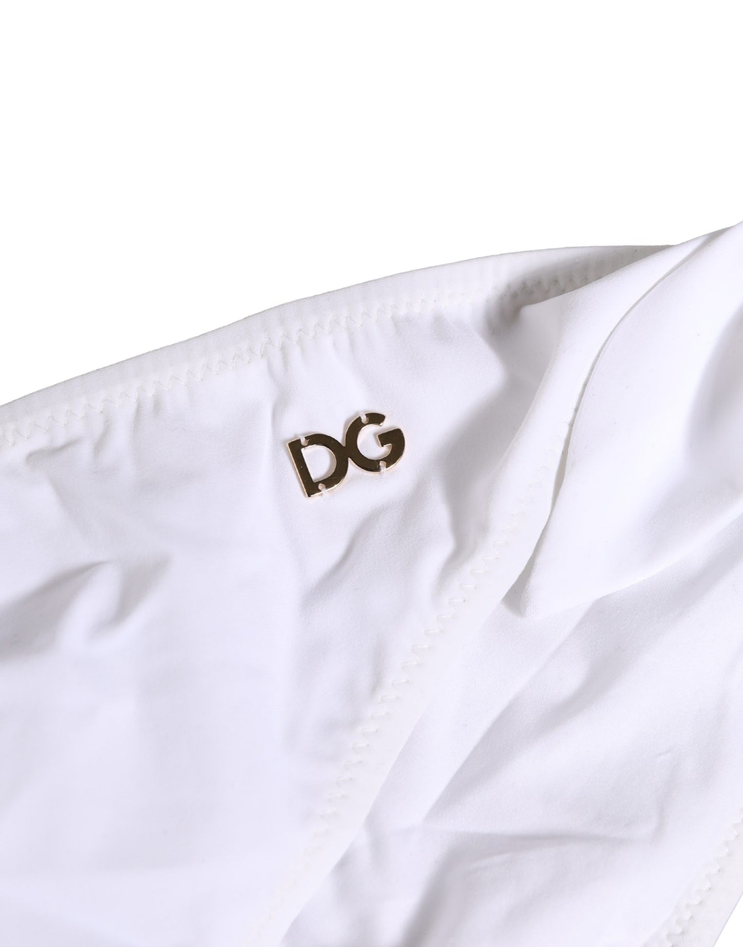 Bas de bikini Dolce & Gabbana en nylon blanc avec plaque logo DG