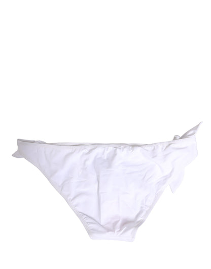Bas de bikini Dolce & Gabbana en nylon blanc avec plaque logo DG