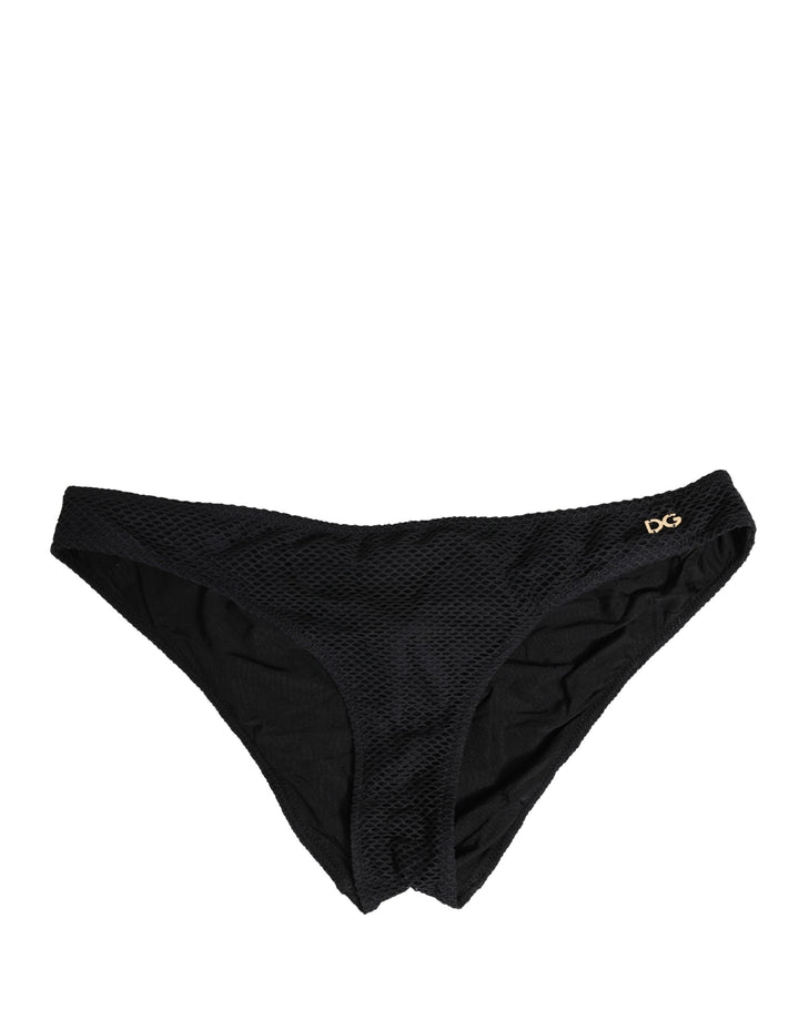 Ropa Interior Tipo Slip Regular Dolce & Gabbana de Nailon Negro con Placa del Logotipo DG