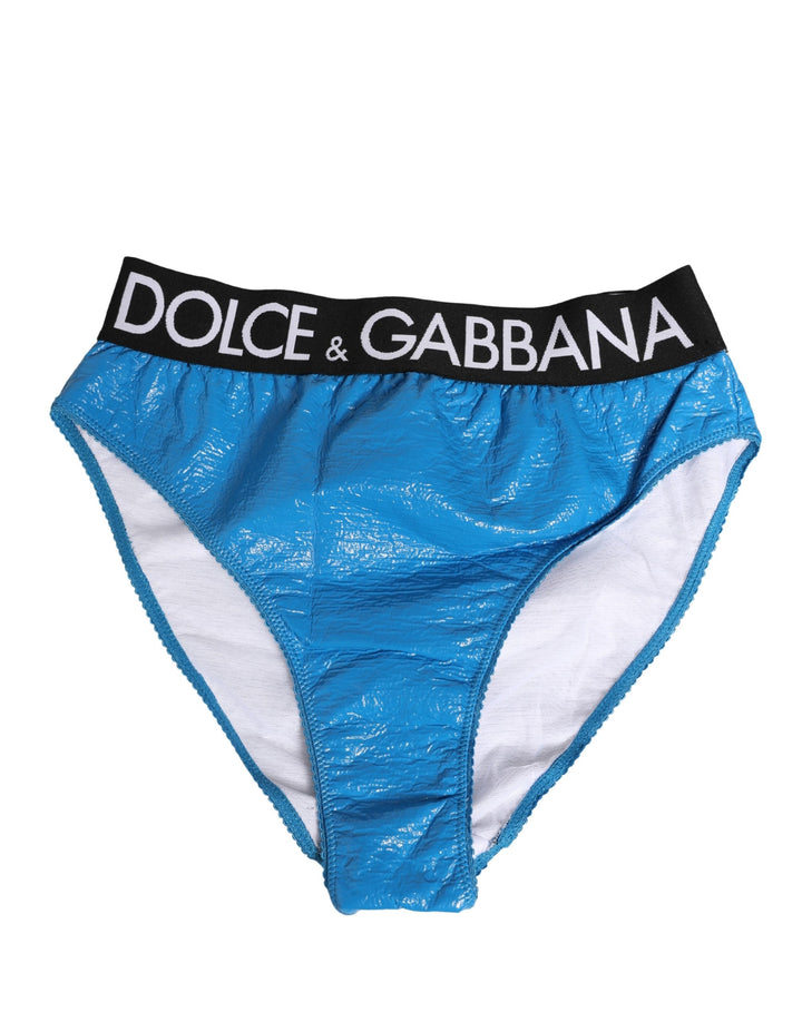 Ropa interior de talle alto con logo azul en la cintura de Dolce & Gabbana