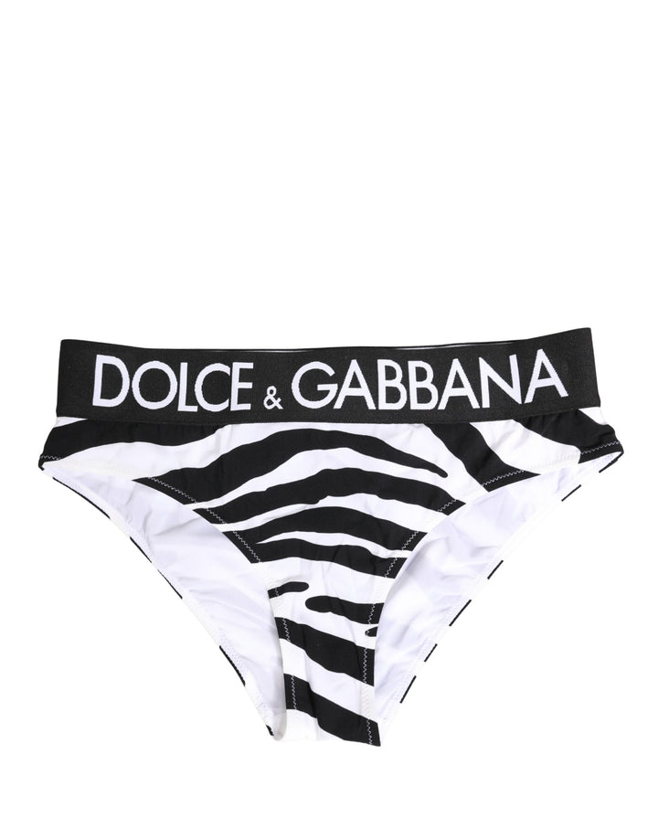 Ropa interior de braguita con estampado de cebra blanco y negro de Dolce & Gabbana