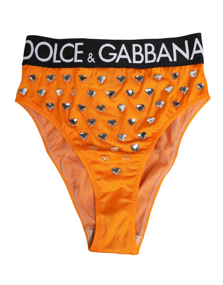Ropa interior de braguita de talle alto con cristales naranjas de Dolce & Gabbana