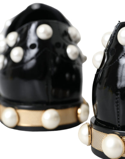 Chaussures richelieu Dolce & Gabbana en cuir noir avec fausses perles