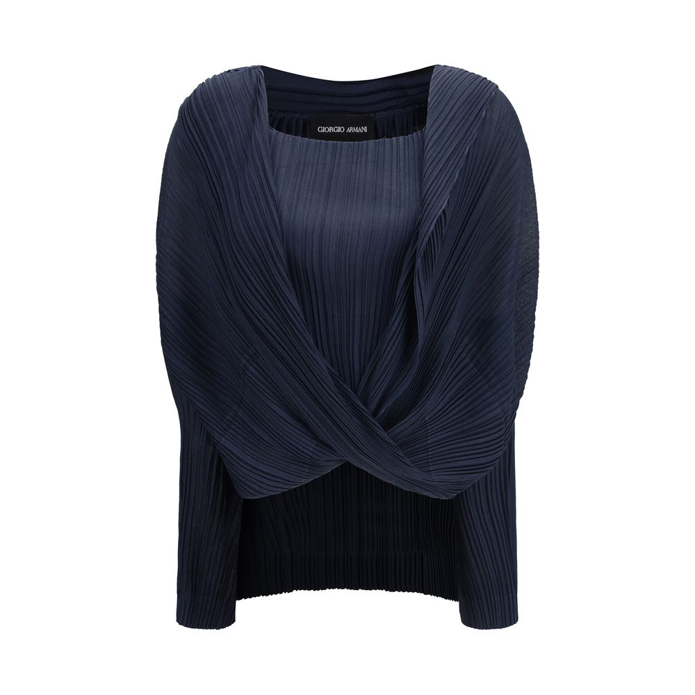Blusa de viscosa azul Giorgio Armani