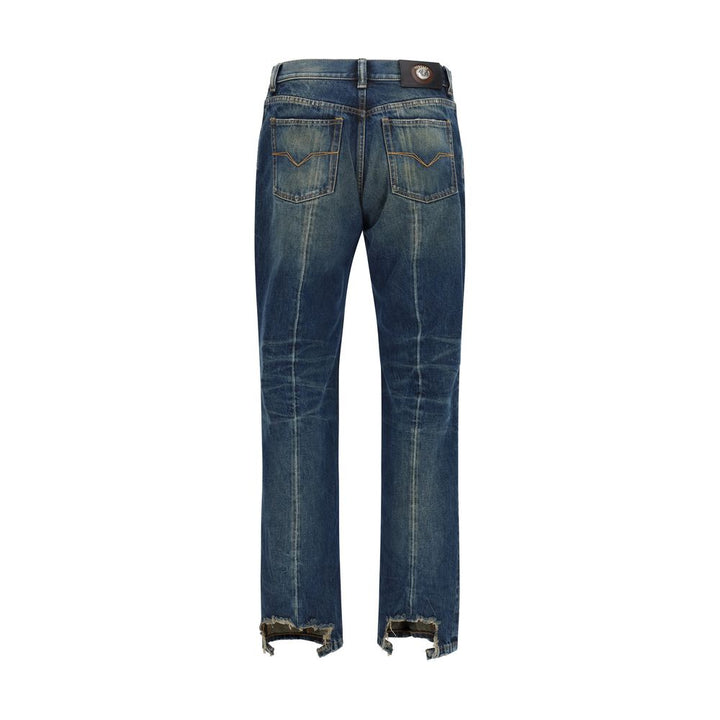Versace Blue Cotton Straight-Leg Jeans