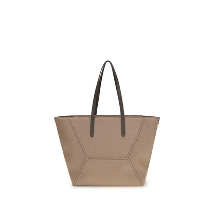 Bolso de hombro Brunello Cucinelli de algodón beige