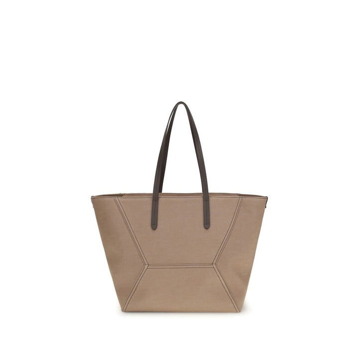 Sac à bandoulière en coton beige Brunello Cucinelli