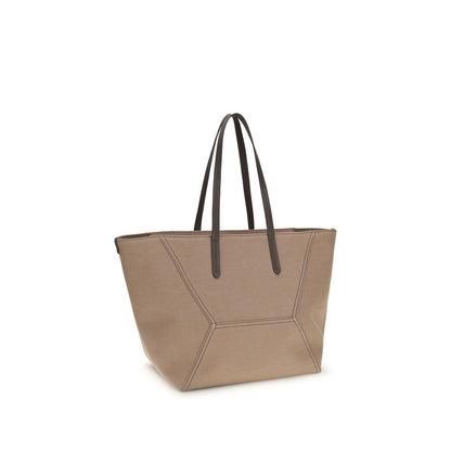 Bolso de hombro Brunello Cucinelli de algodón beige