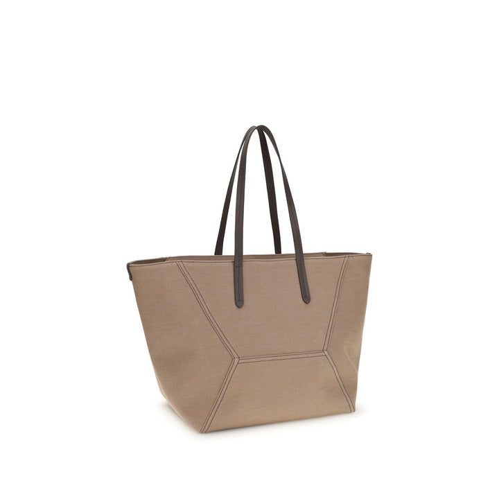 Sac à bandoulière en coton beige Brunello Cucinelli