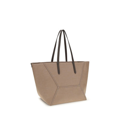 Bolso de hombro Brunello Cucinelli de algodón beige