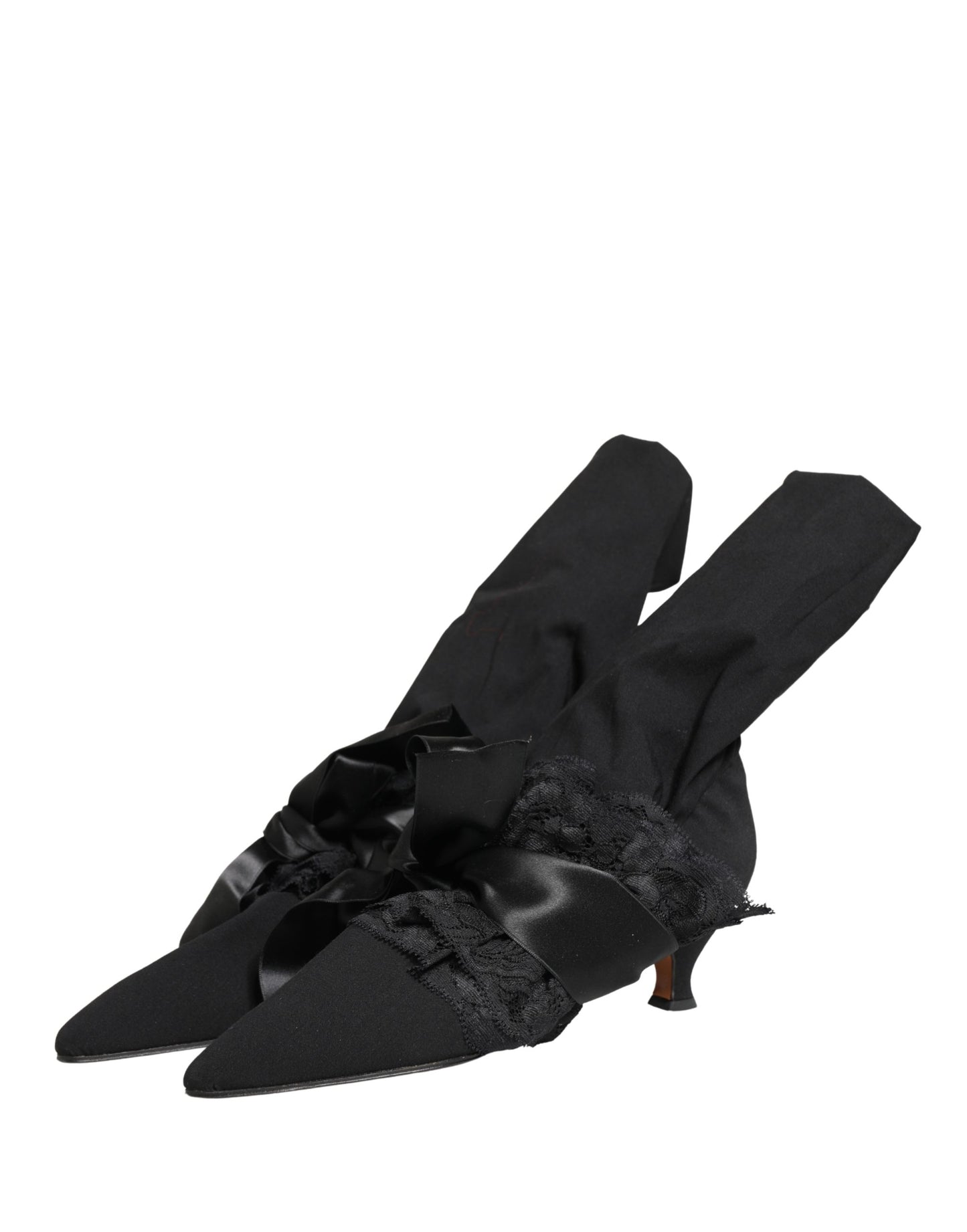 Dolce & Gabbana Black Suede Mid Calf Boots Shoes