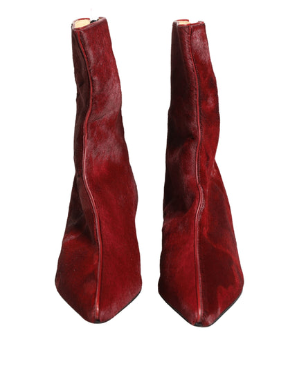 Botas a media pantorrilla color burdeos de Dolce & Gabbana