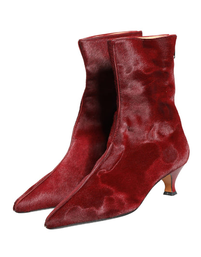 Botas a media pantorrilla color burdeos de Dolce & Gabbana