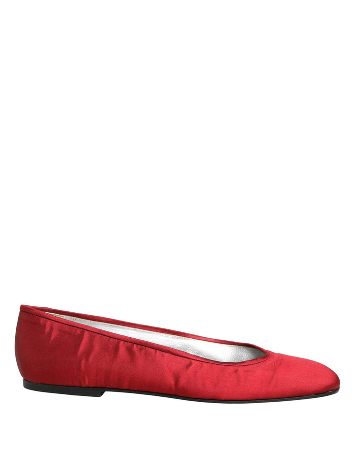Zapatos Planos Deslizables de Ballet Dolce & Gabbana de Satén Rojo