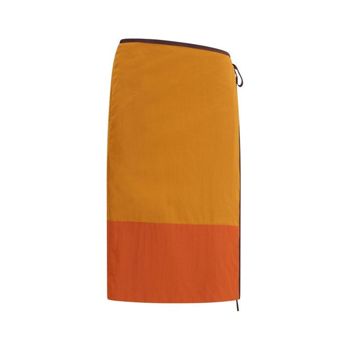 Falda midi de nailon naranja de Saint Laurent