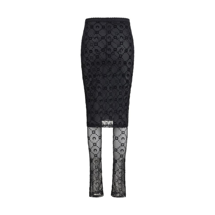 Marine Serre Black Recycled Polyamide Midi Skirt