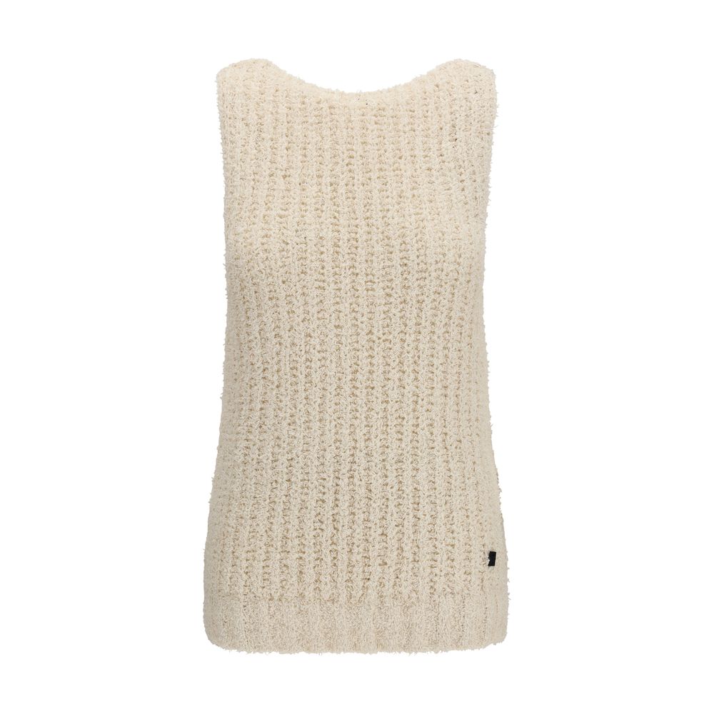 Suéter sin mangas de algodón beige Balmain