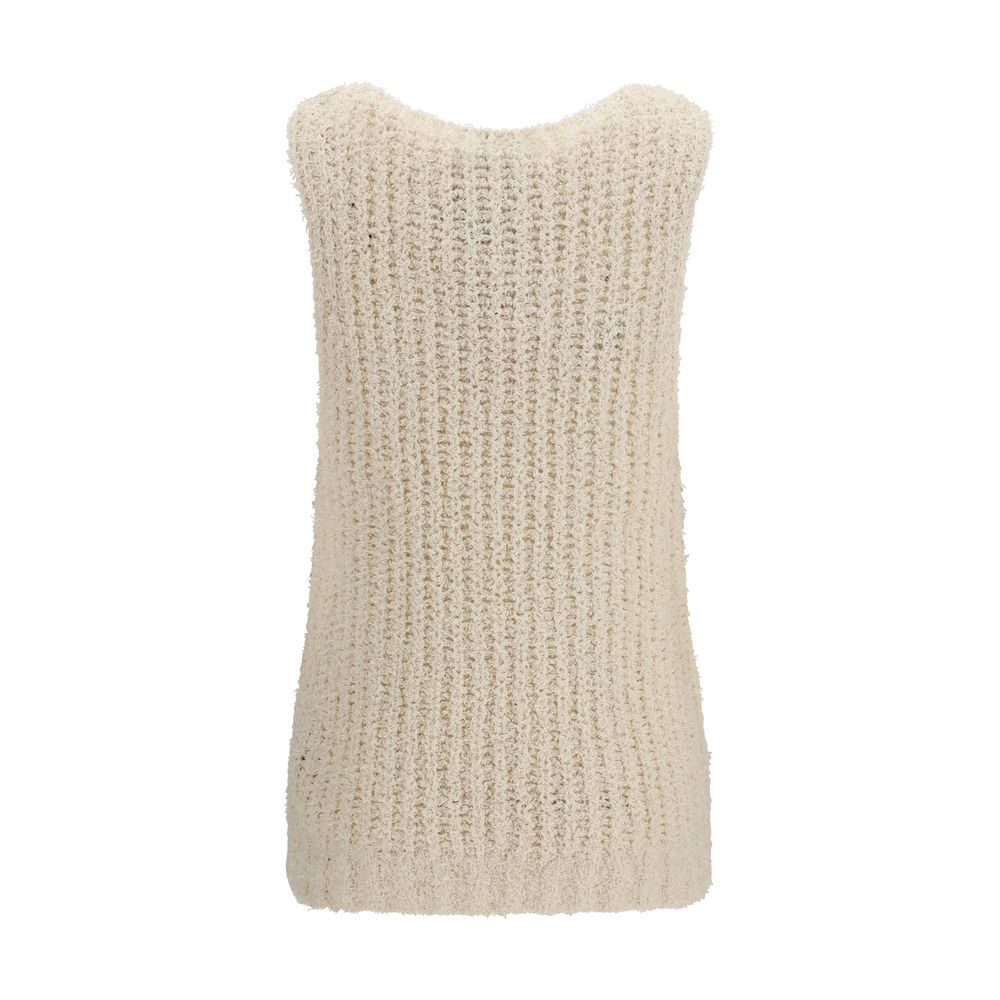 Suéter sin mangas de algodón beige Balmain