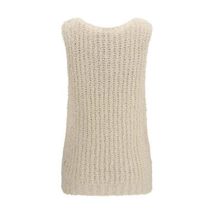 Suéter sin mangas de algodón beige Balmain