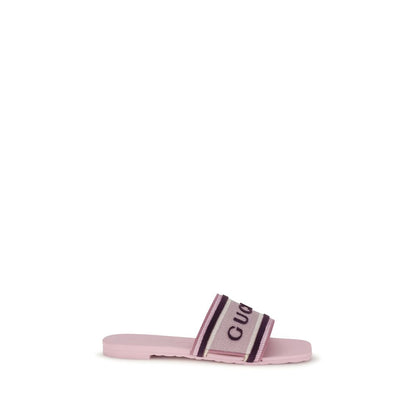 Sandales plates en coton multicolore Gucci