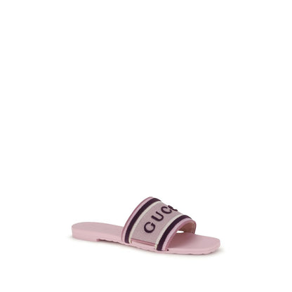 Sandales plates en coton multicolore Gucci