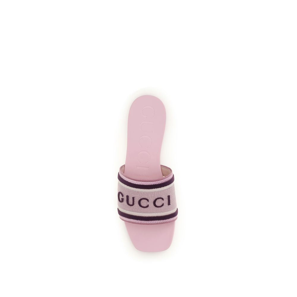 Sandales plates en coton multicolore Gucci