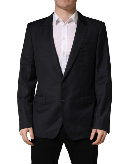 Dolce & Gabbana Abrigo de Lana Negro de Corte Ajustado para Hombre Chaqueta Blazer