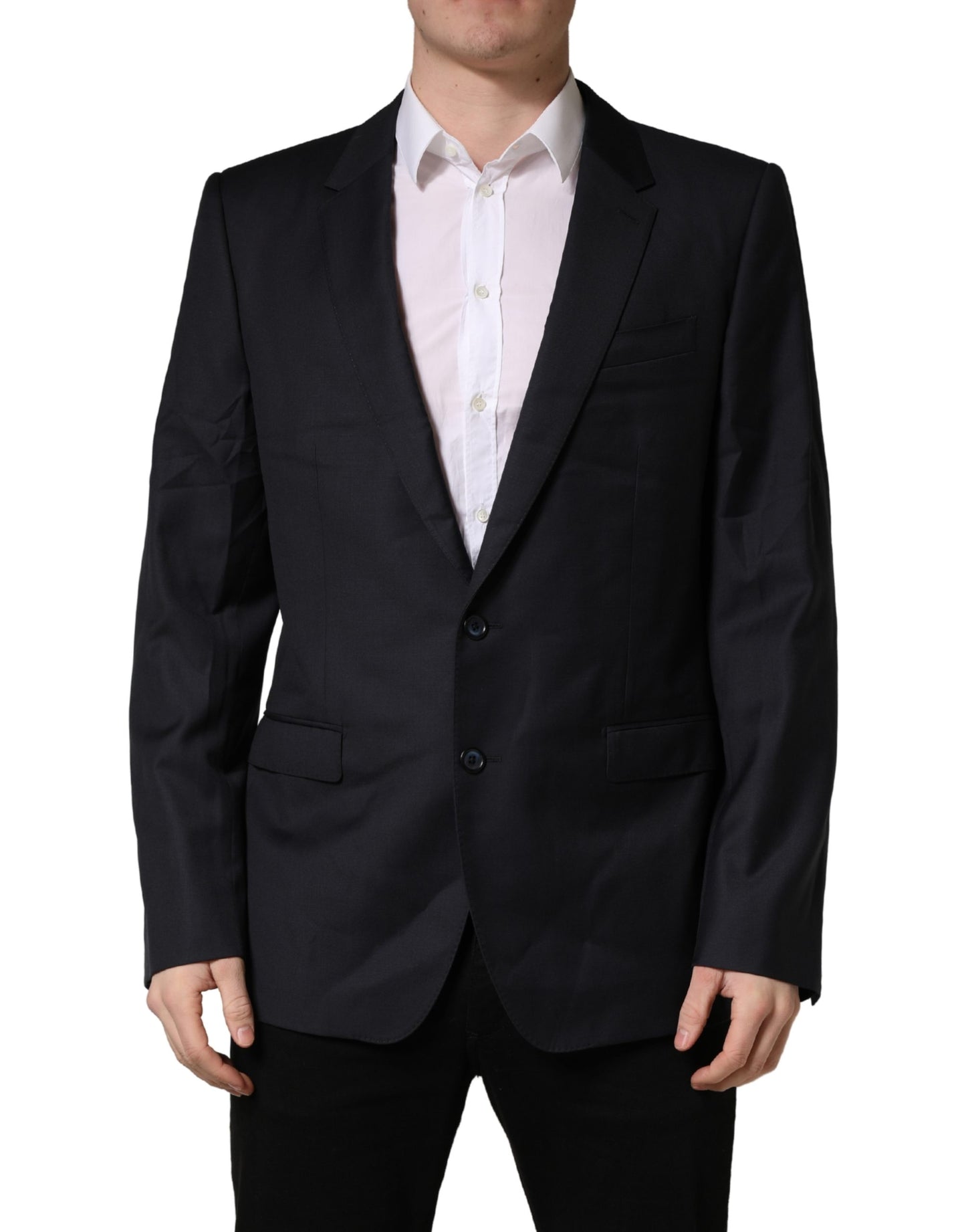 Dolce & Gabbana Abrigo de Lana Negro de Corte Ajustado para Hombre Chaqueta Blazer