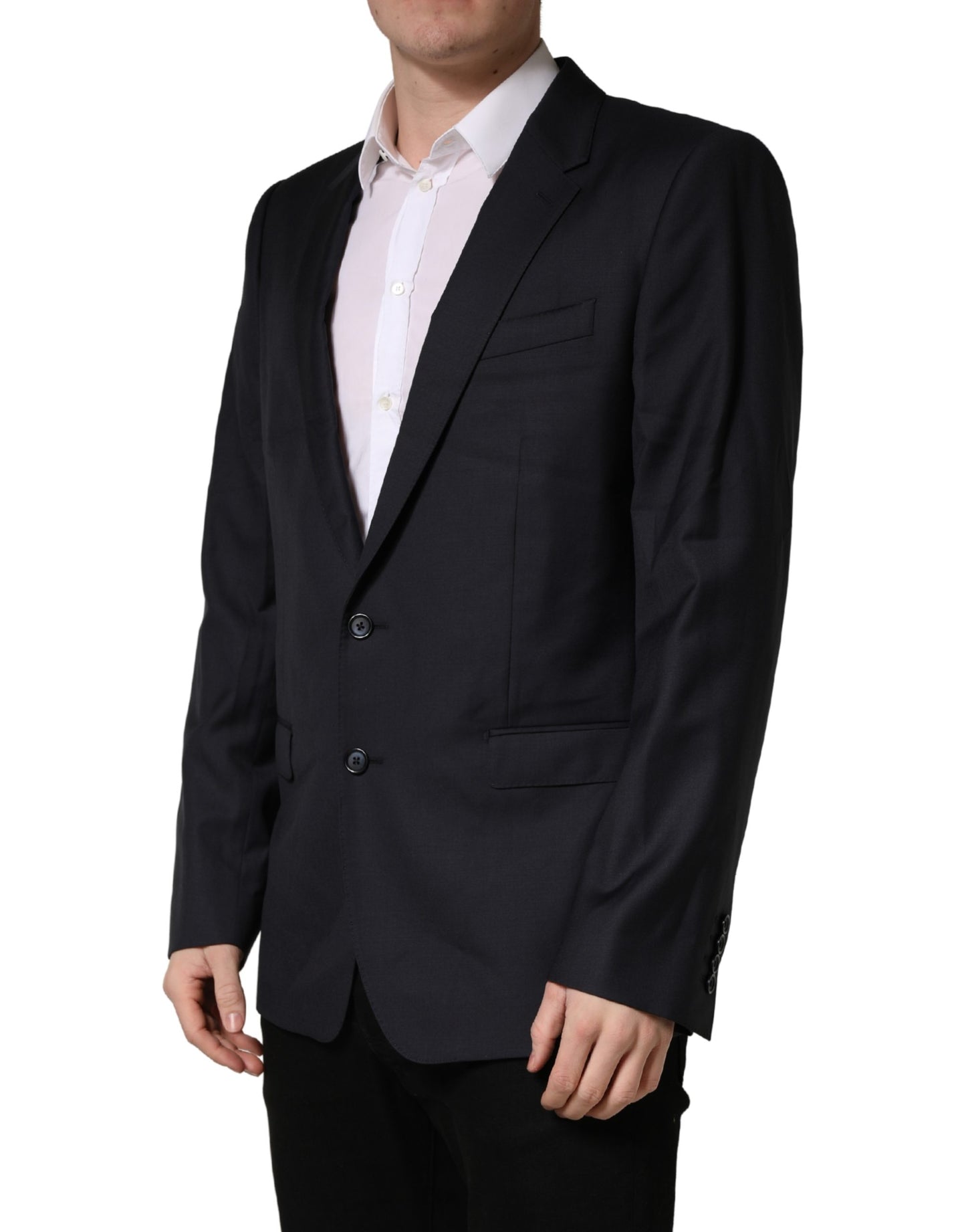 Dolce & Gabbana Abrigo de Lana Negro de Corte Ajustado para Hombre Chaqueta Blazer
