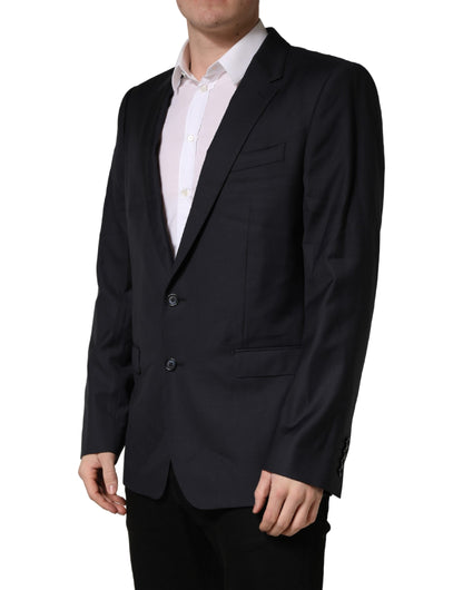 Dolce & Gabbana Abrigo de Lana Negro de Corte Ajustado para Hombre Chaqueta Blazer