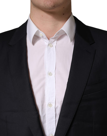 Dolce & Gabbana Abrigo de Lana Negro de Corte Ajustado para Hombre Chaqueta Blazer