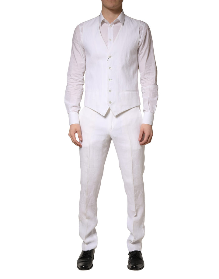 Costume de cérémonie homme 2 pièces Dolce & Gabbana SARTORIA en lin blanc
